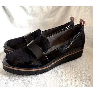 Dr. Scholls Watson Faux Suede & Patent Leather Loafer Shoe Flats Women 7.5 M